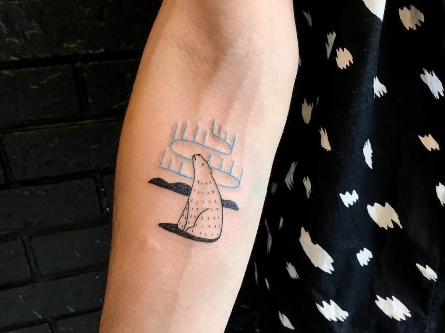 Charming polar bear tattoo with minimalist style Tattoo Design