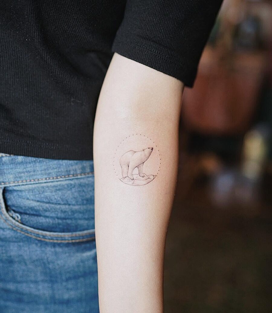 Elegant polar bear tattoo in minimalist style Tattoo Design