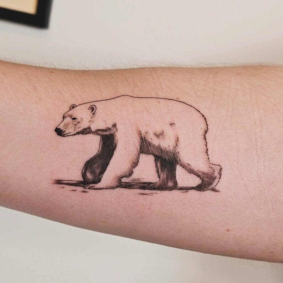 Elegant polar bear tattoo on the arm Tattoo Design