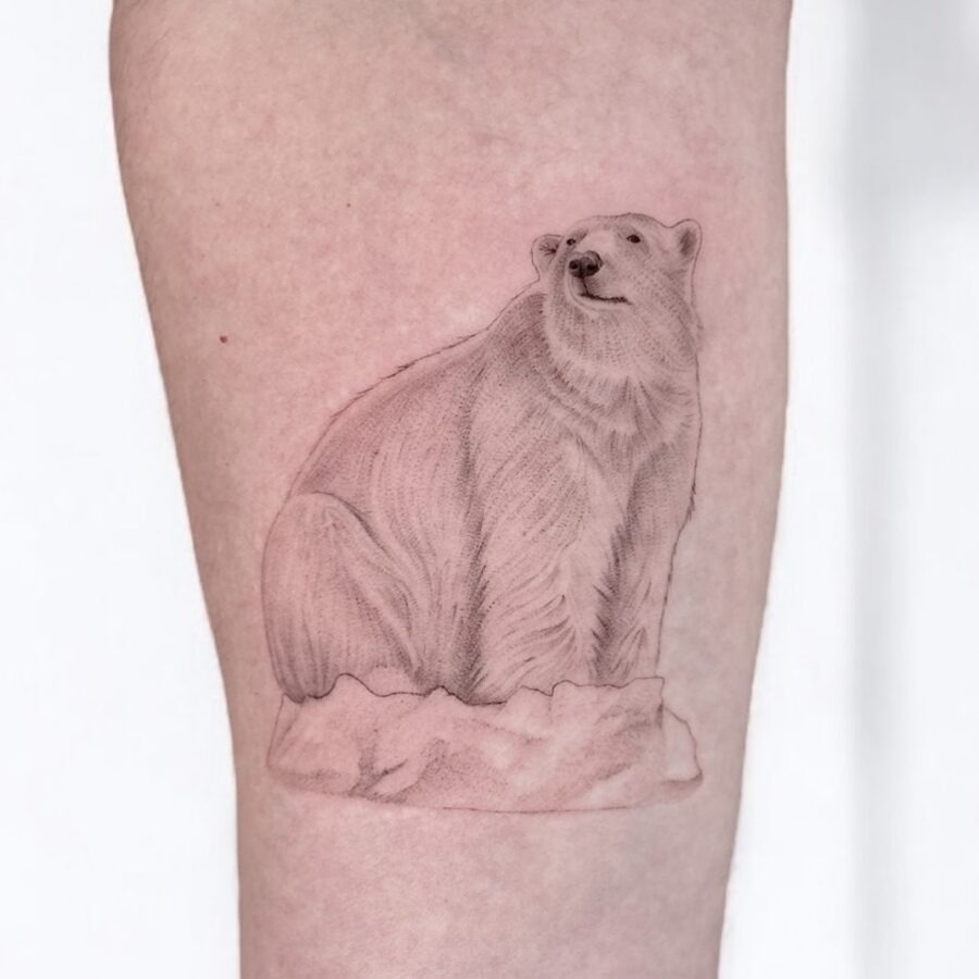 Realistic Polar Bear Tattoo on Skin Tattoo Design