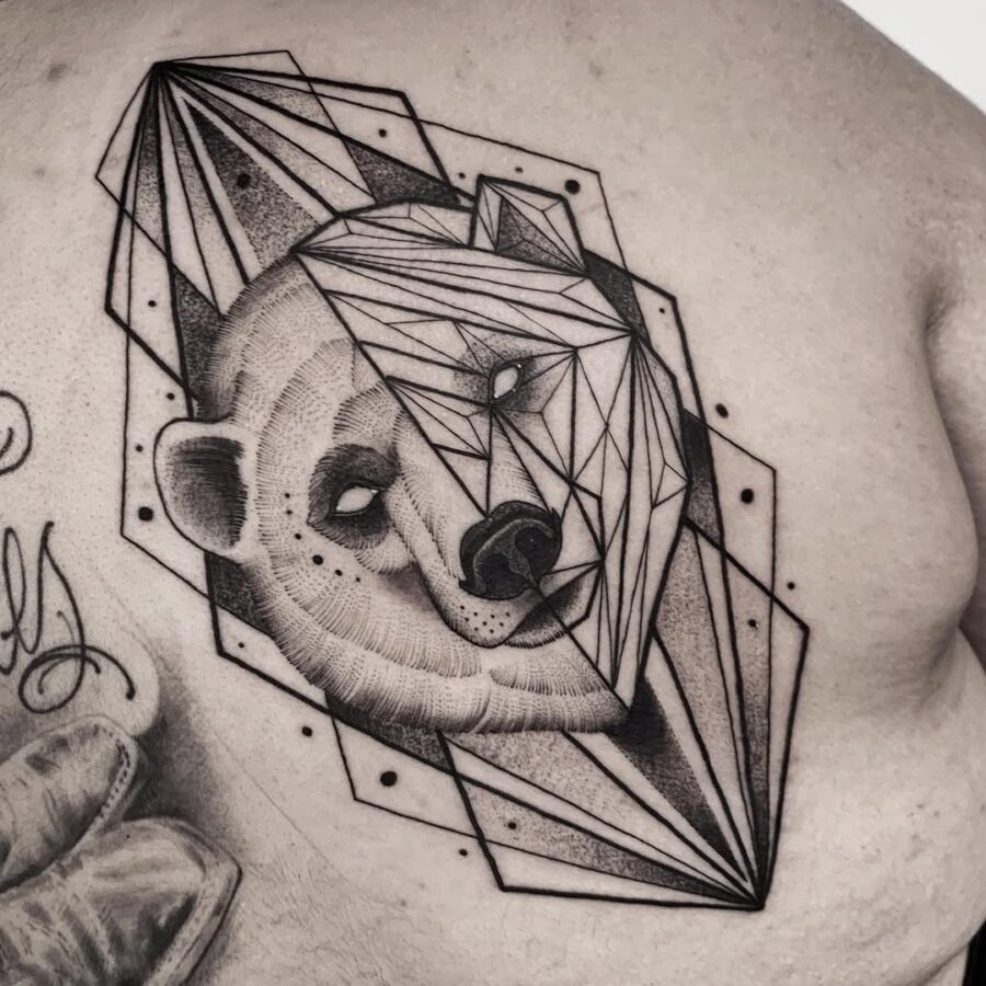 Striking geometric polar bear tattoo design Tattoo Design