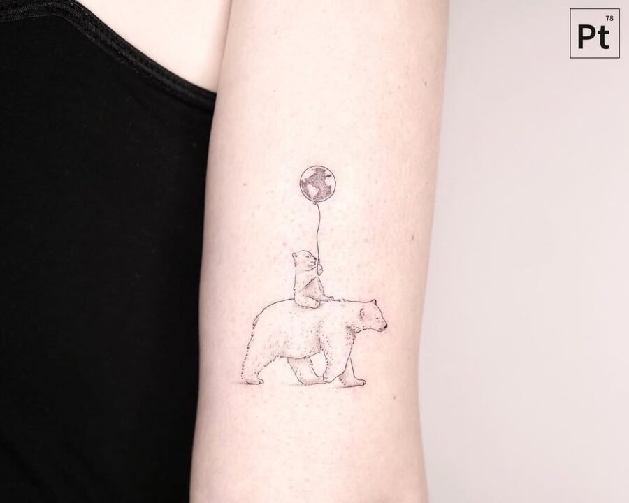Whimsical polar bear tattoo with a playful vibe Tattoo Design