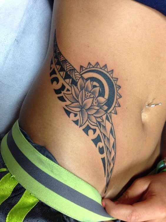 Flowing Chest and Collarbone Polynesian Design Tattoo Design