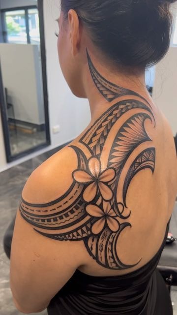 Hibiscus and Turtle Polynesian Leg Piece Tattoo Design