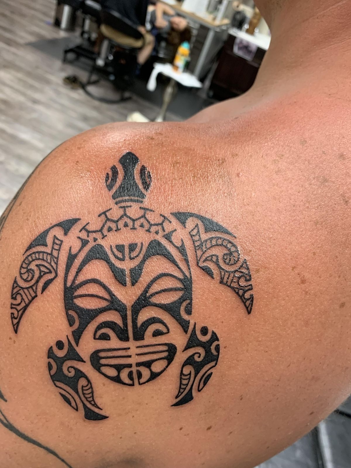Polynesian Turtle Calf Totem Tattoo Design