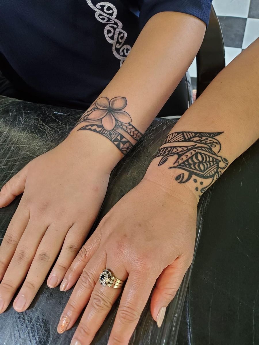 Turtle Band Polynesian Forearm Tattoo Design