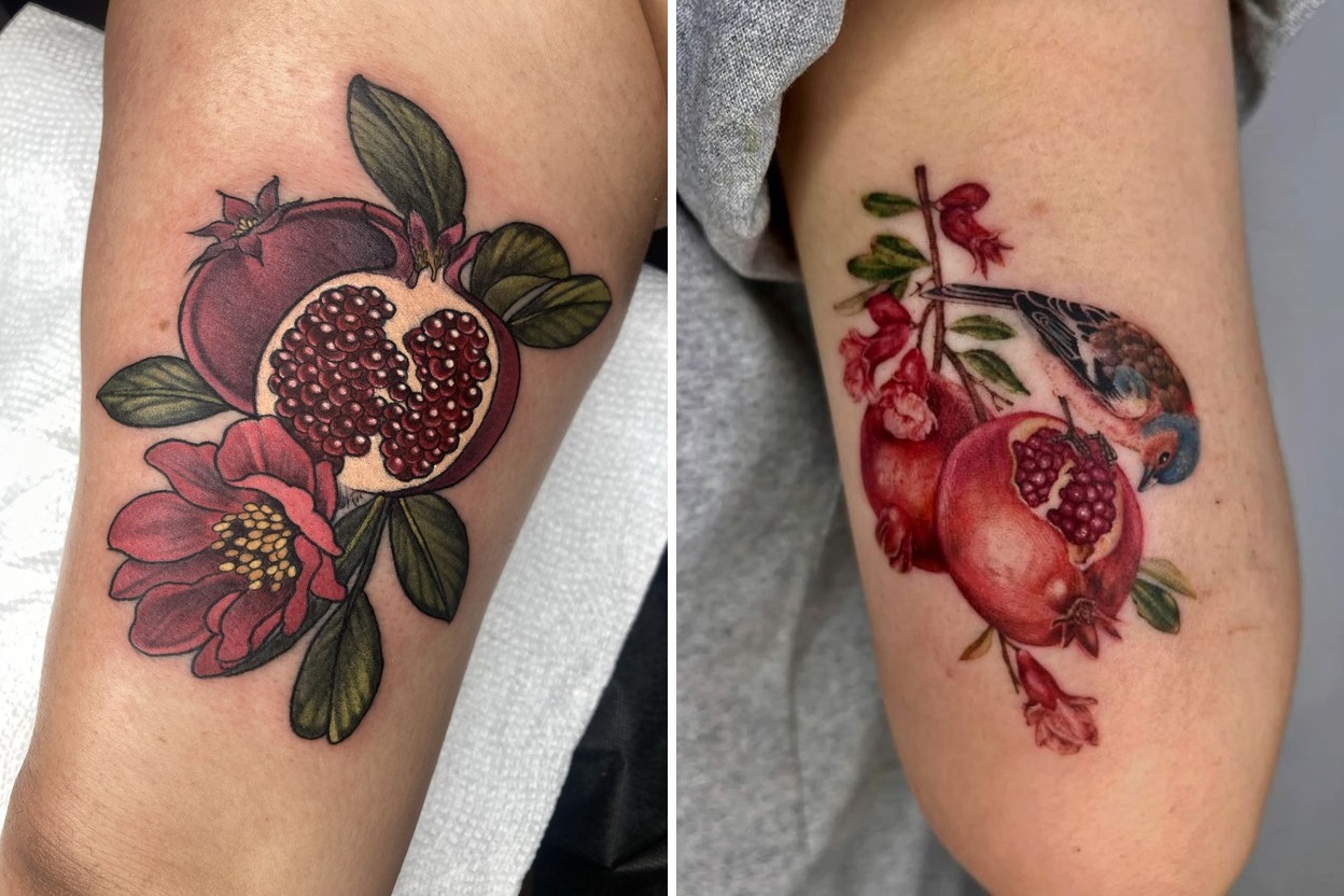33+ Pomegranate Tattoo Ideas & Inspiration Featured Lookbook Collage
