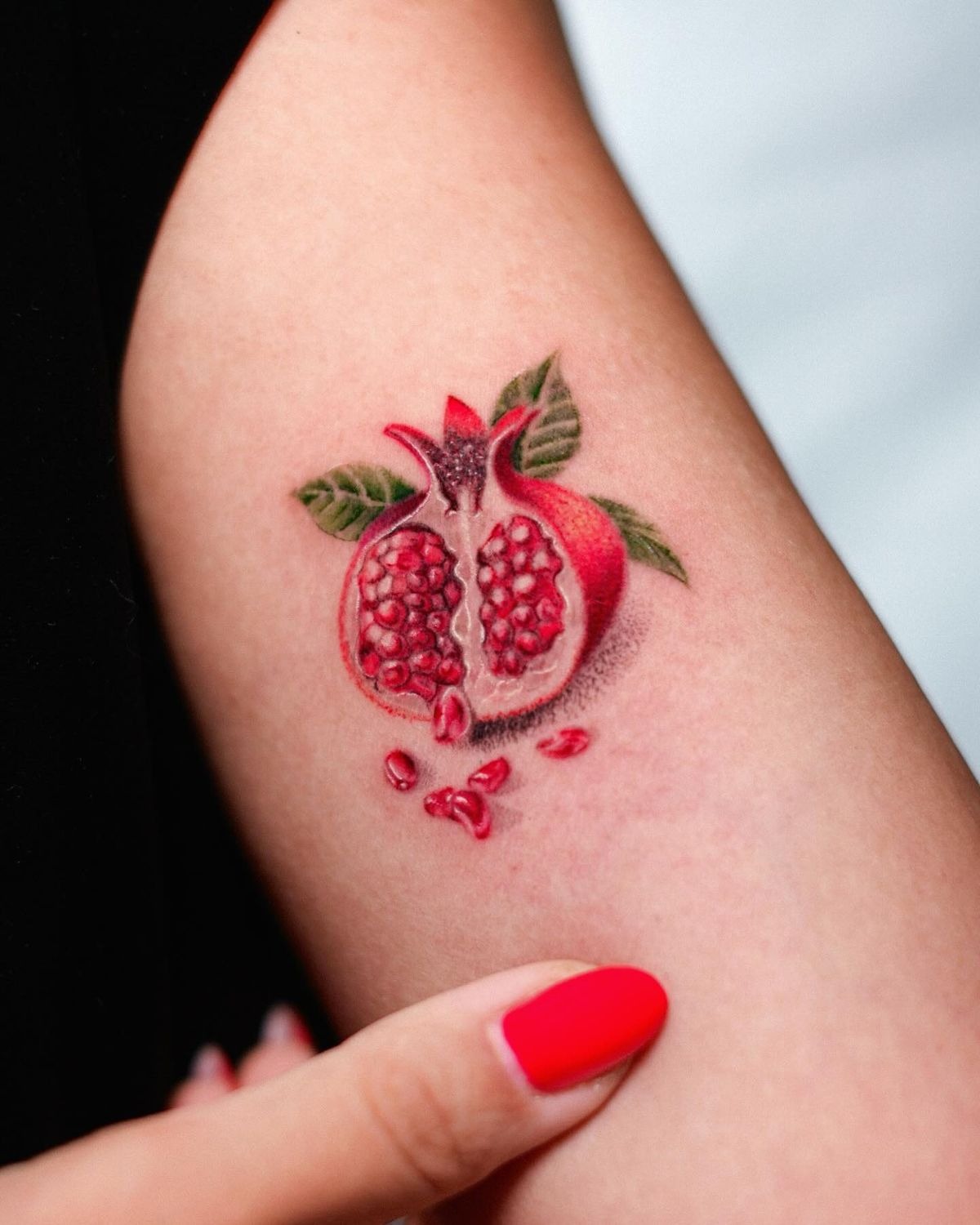 Moth and Pomegranate Neo-Traditional Tattoo Tattoo Design