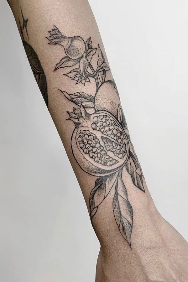 Tiny Realistic Pomegranate Tattoo Tattoo Design