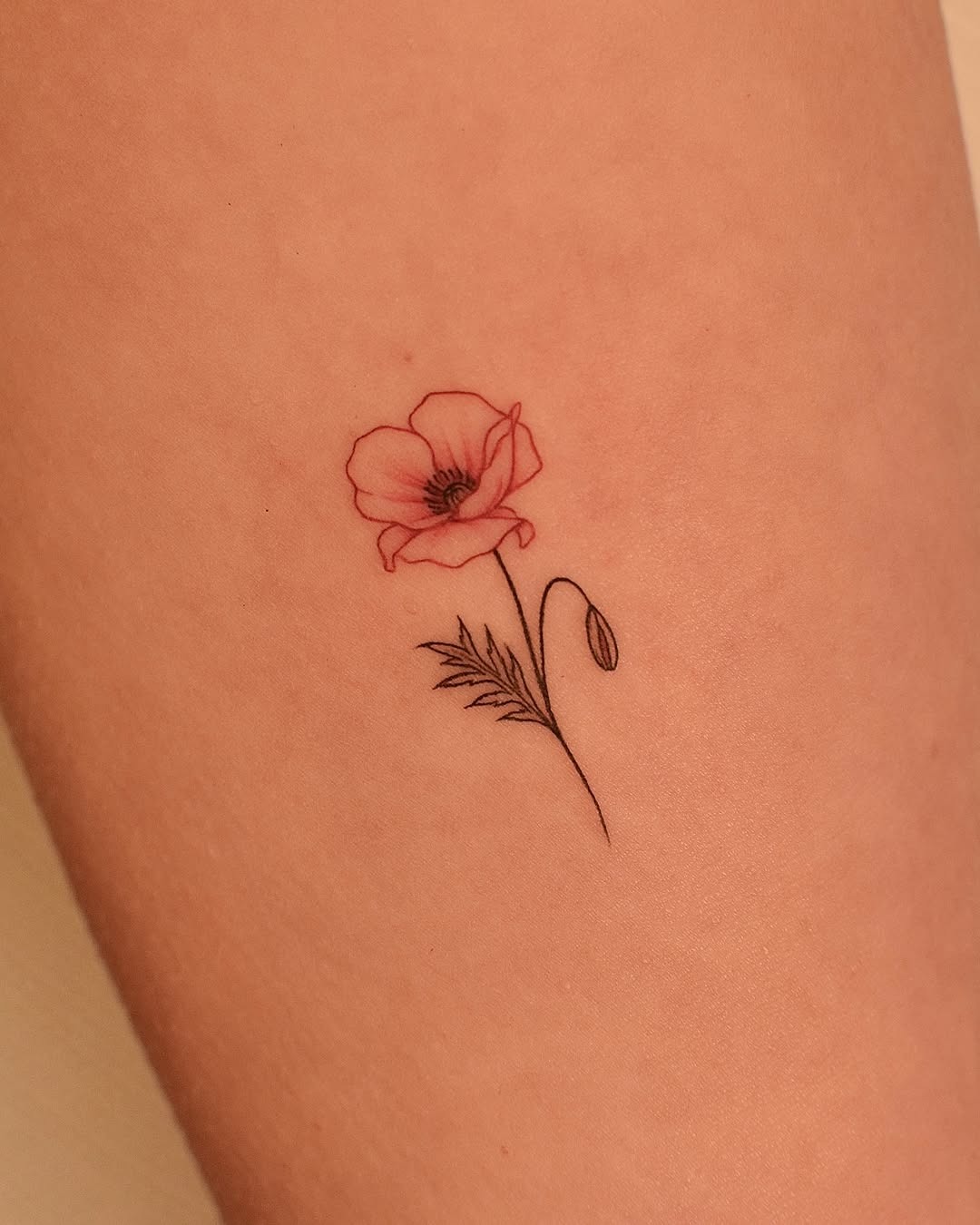 Delicate poppy tattoo with minimalist elegance Tattoo Design