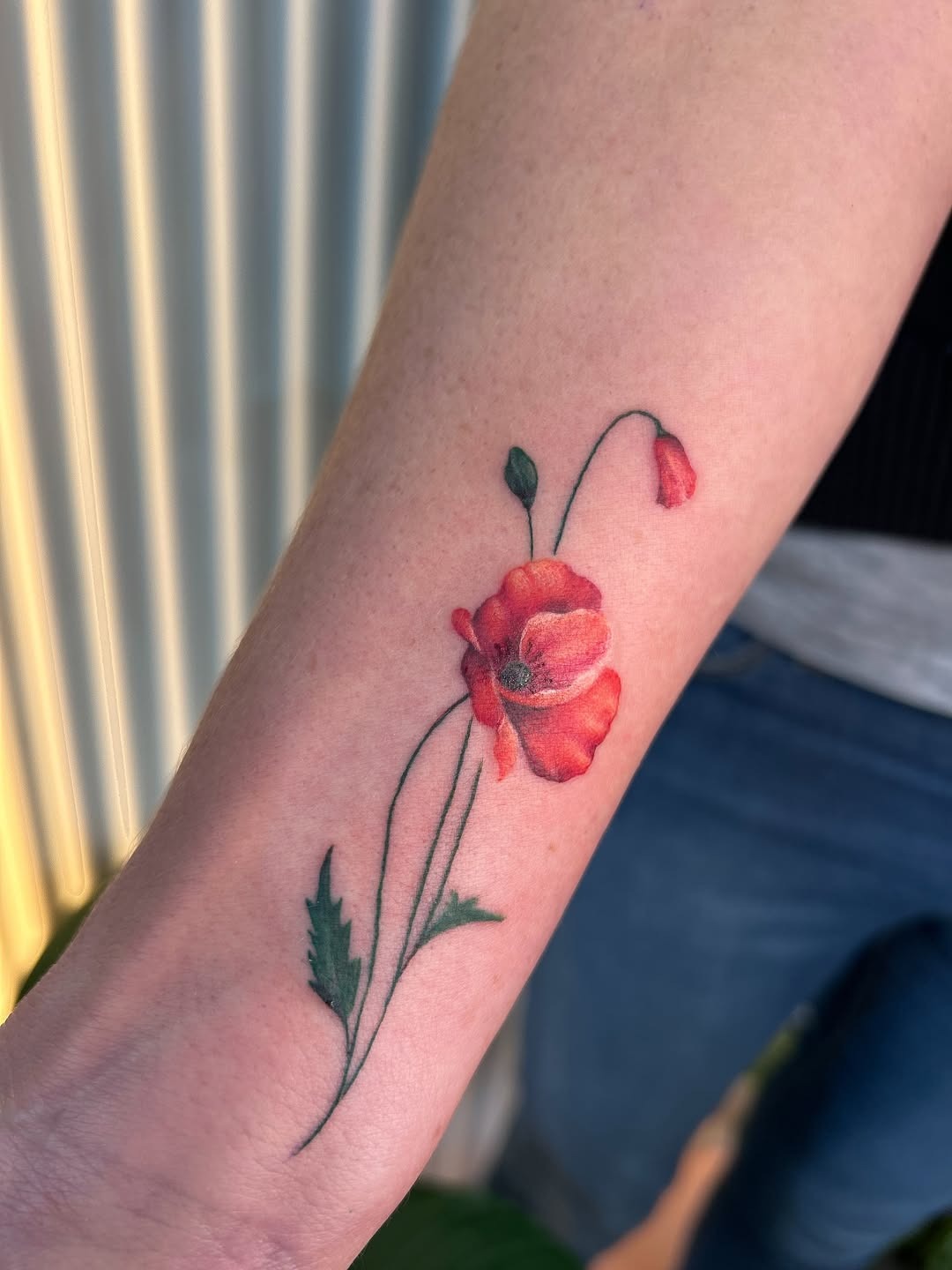 Stunning poppy tattoo with vibrant colors Tattoo Design