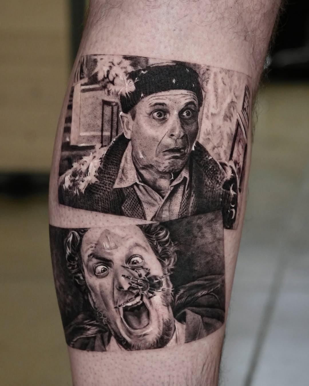 Expressive black and gray portrait tattoos Tattoo Design