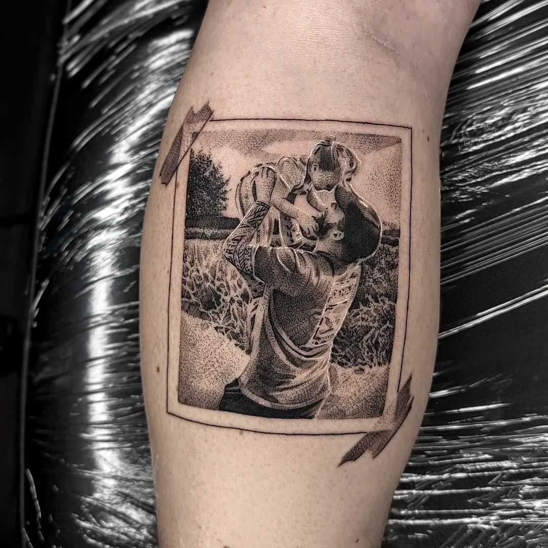 Heartfelt bond between man and dog tattoo Tattoo Design