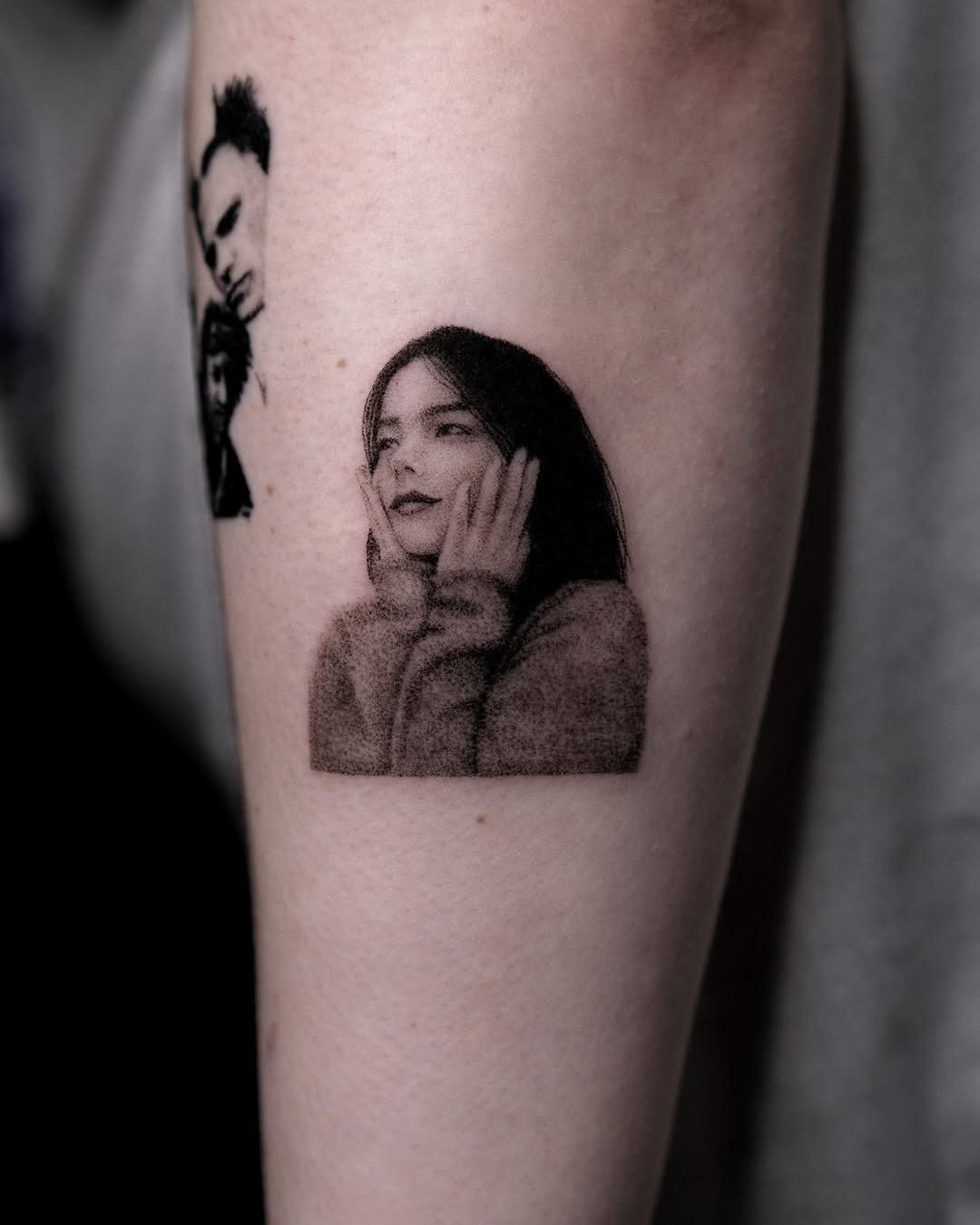 Striking portrait tattoo of a thoughtful female Tattoo Design