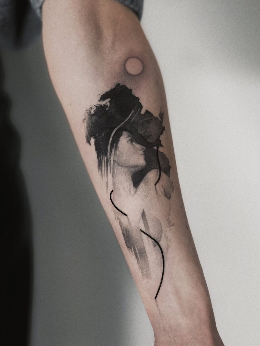 Stunning sketch-style arm portrait tattoo Tattoo Design