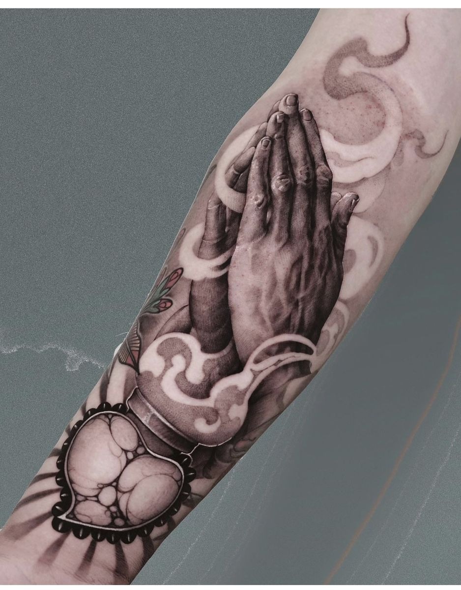 Rosary and Forgiveness Script Tattoo Tattoo Design