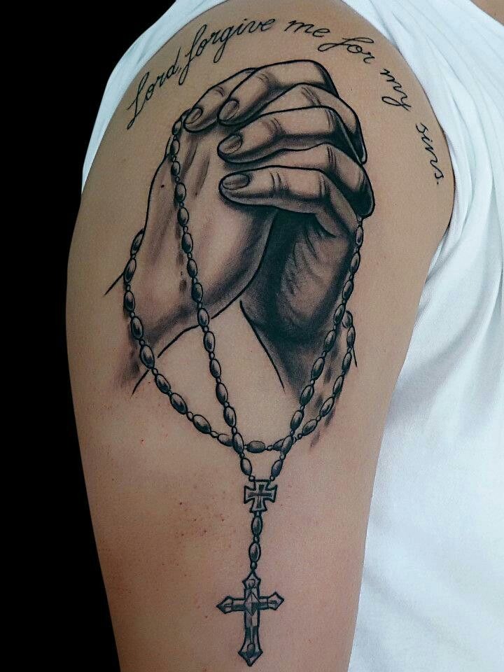 Soft Shaded Prayer Near the Ankle Tattoo Design