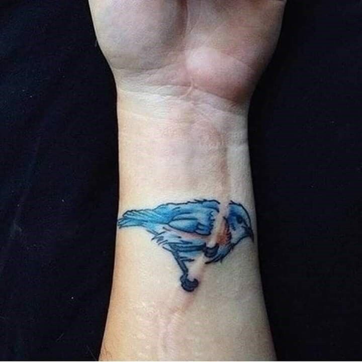 Bluebird Over Scar Tattoo Tattoo Design