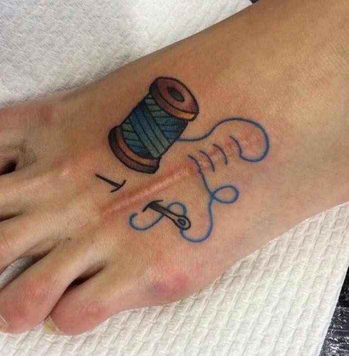 Colorful Thread Cover Tattoo Tattoo Design