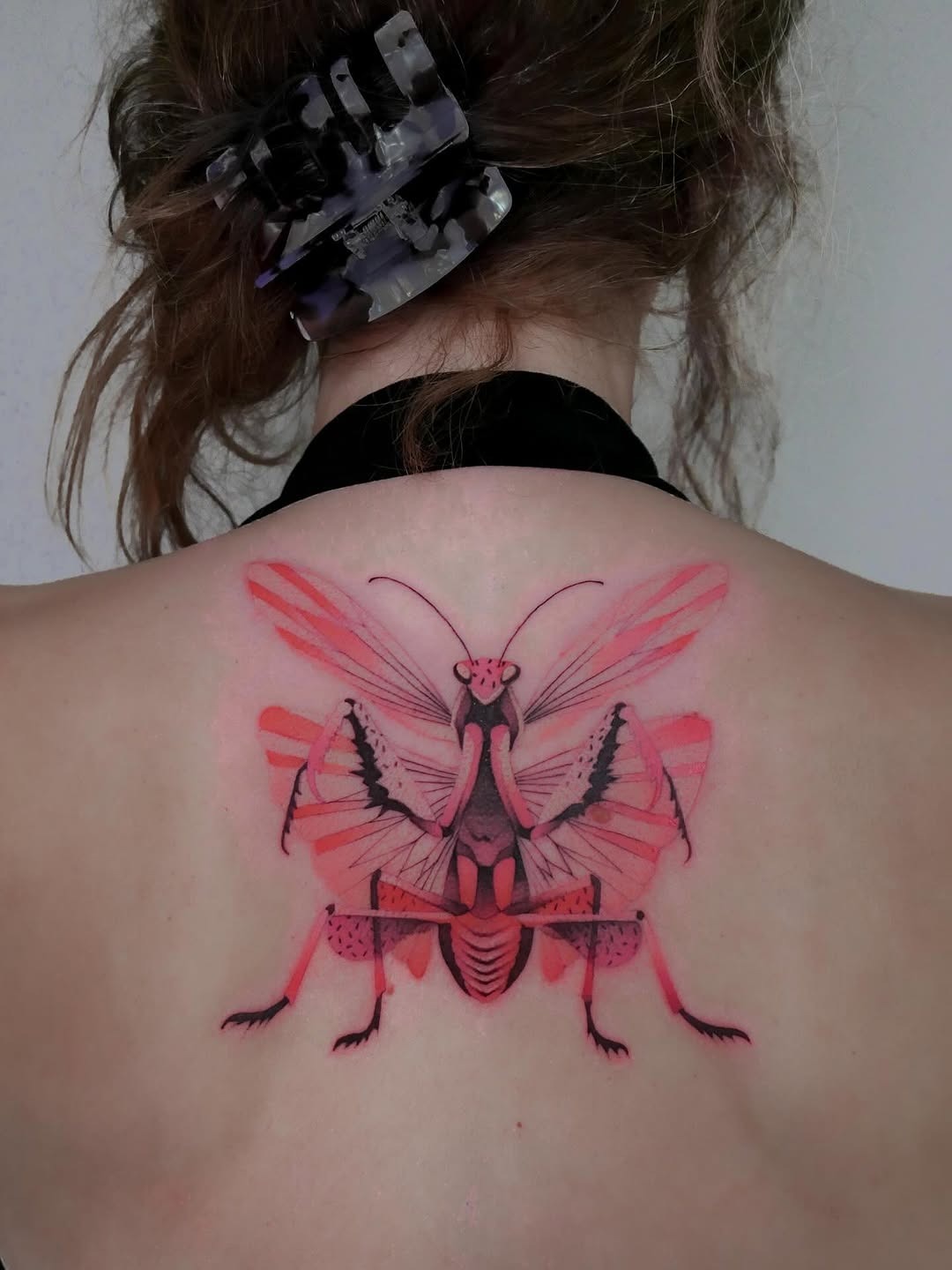 Stunning vibrant praying mantis tattoo design Tattoo Design