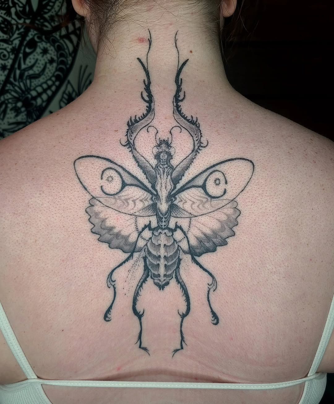 Stylish praying mantis tattoo with intricate details Tattoo Design