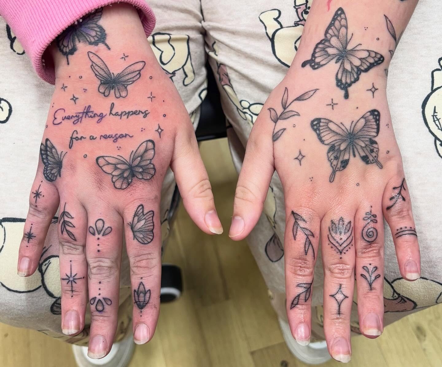 Butterflies and Meaningful Script Hand Tattoos Tattoo Design