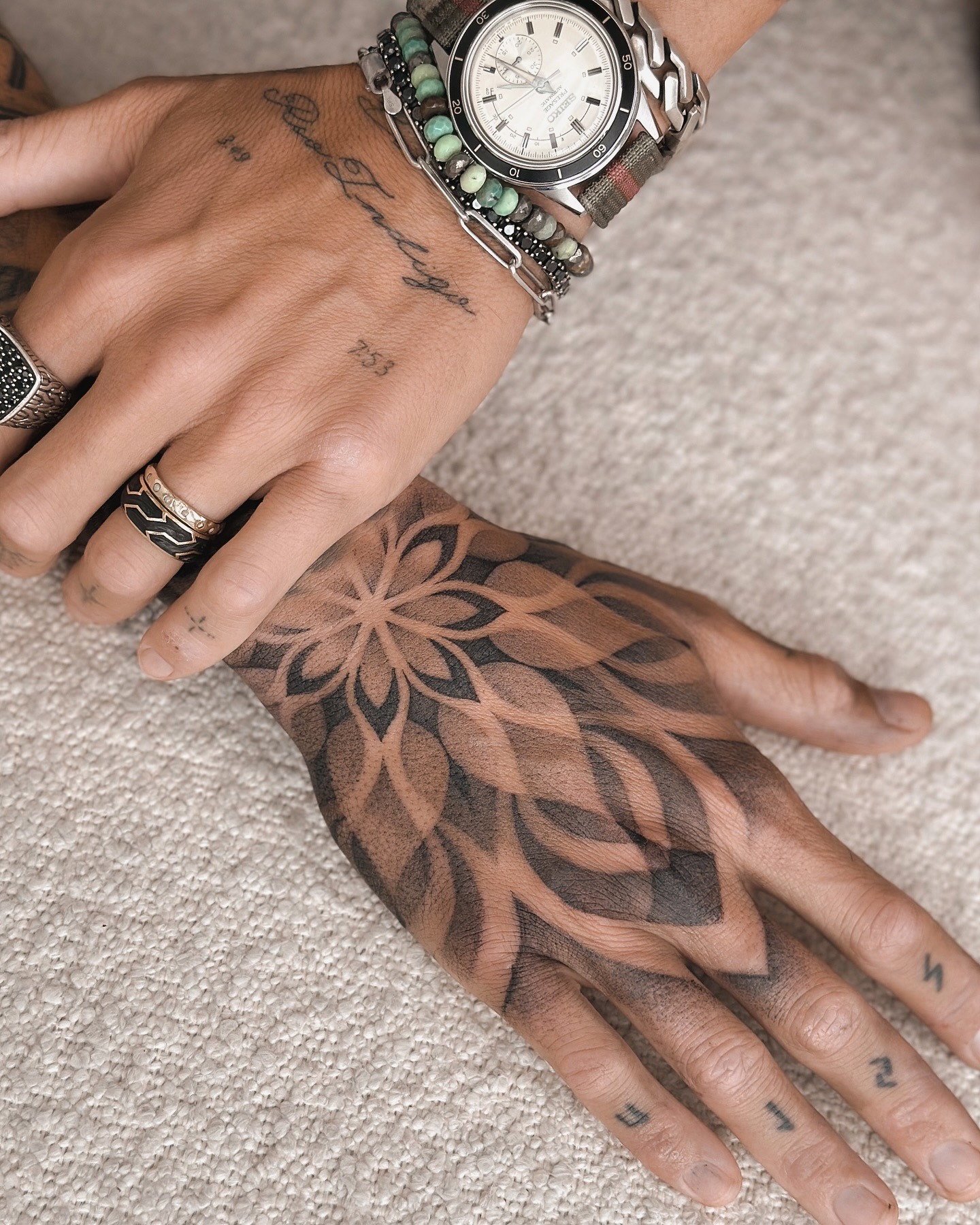Mandala Style Floral Hand Tattoo Tattoo Design