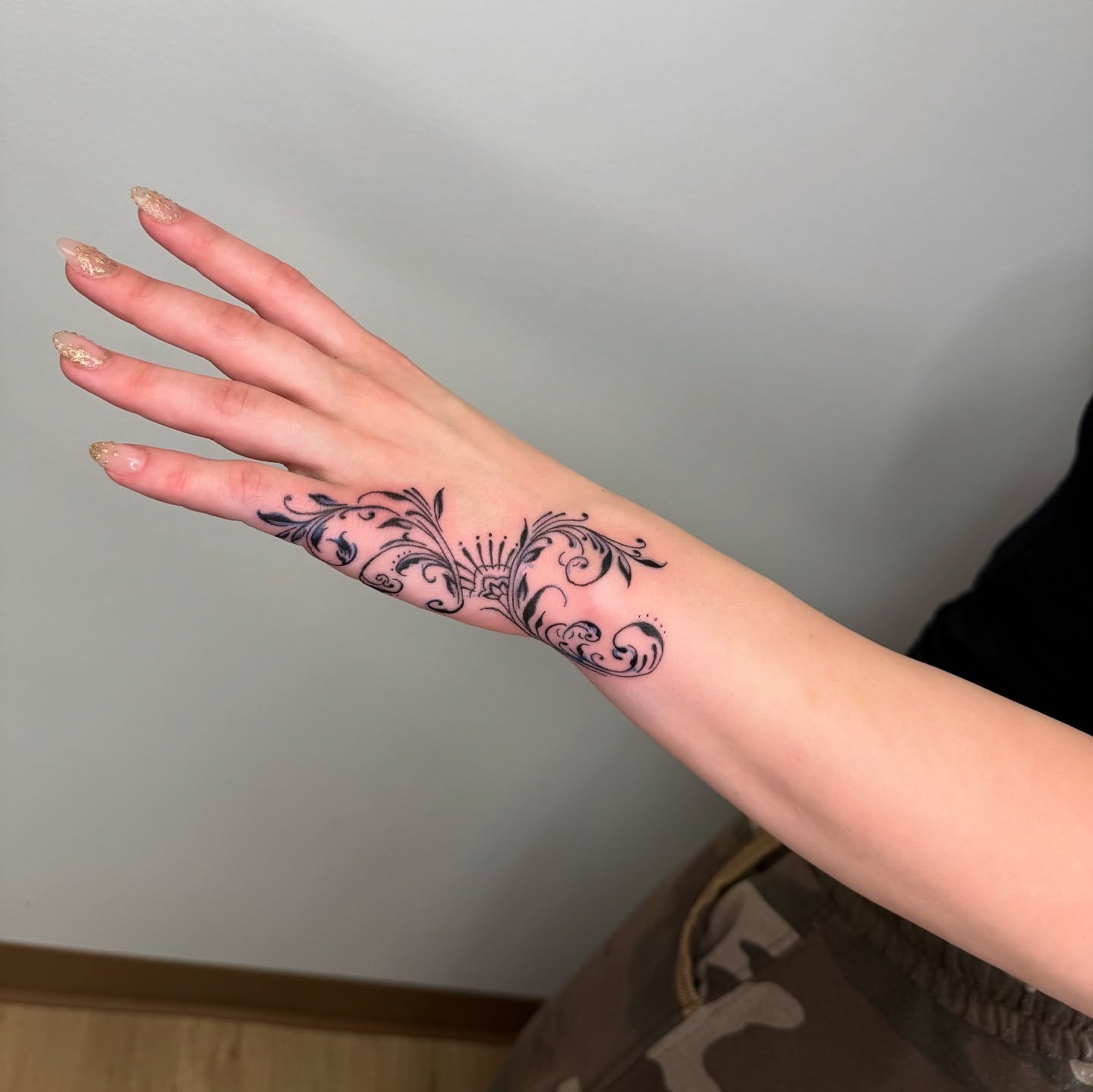 Ornamental Vine Hand and Wrist Tattoo Tattoo Design