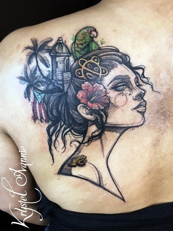 Puerto Rican Muse Portrait Tattoo Tattoo Design