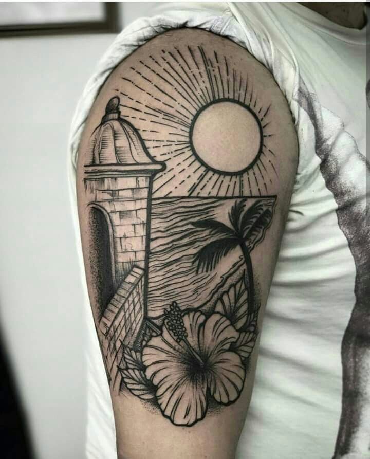 Sun, Sea, and Sentinel Puerto Rico Tattoo Tattoo Design