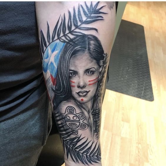 Taina Portrait with Island Pride Ink Tattoo Design