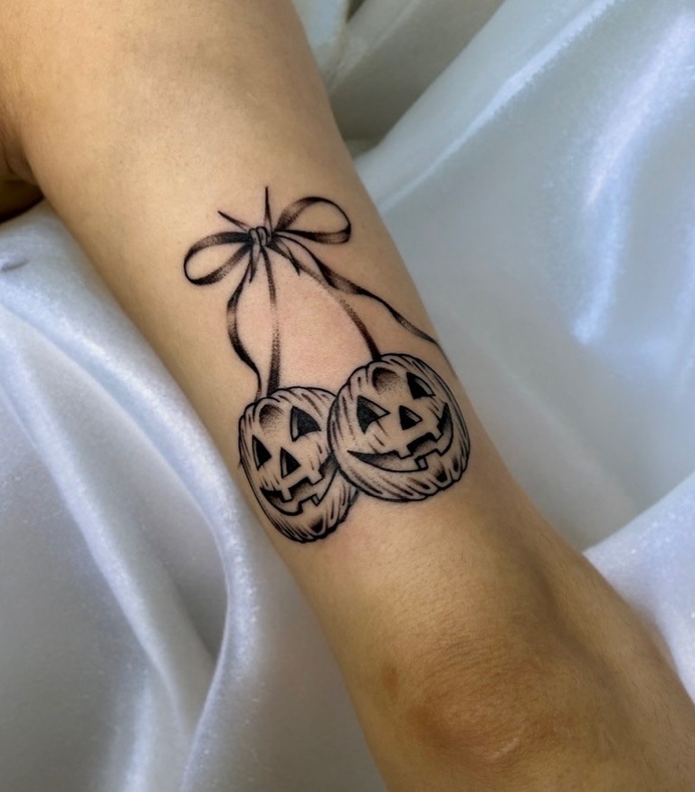 Double Pumpkin Charm Tattoo Tattoo Design