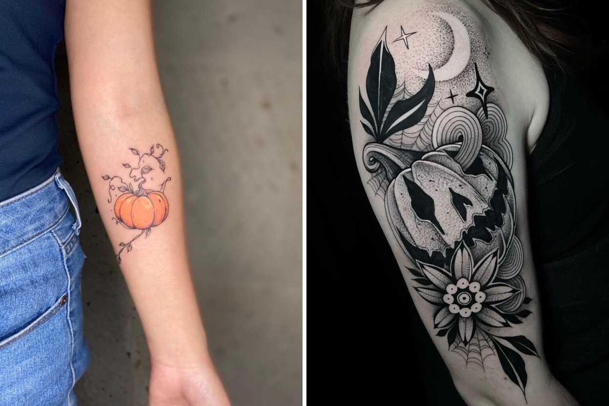 40 Pumpkin Tattoo Designs for Spooky Halloween Vibes Featured Lookbook Collage