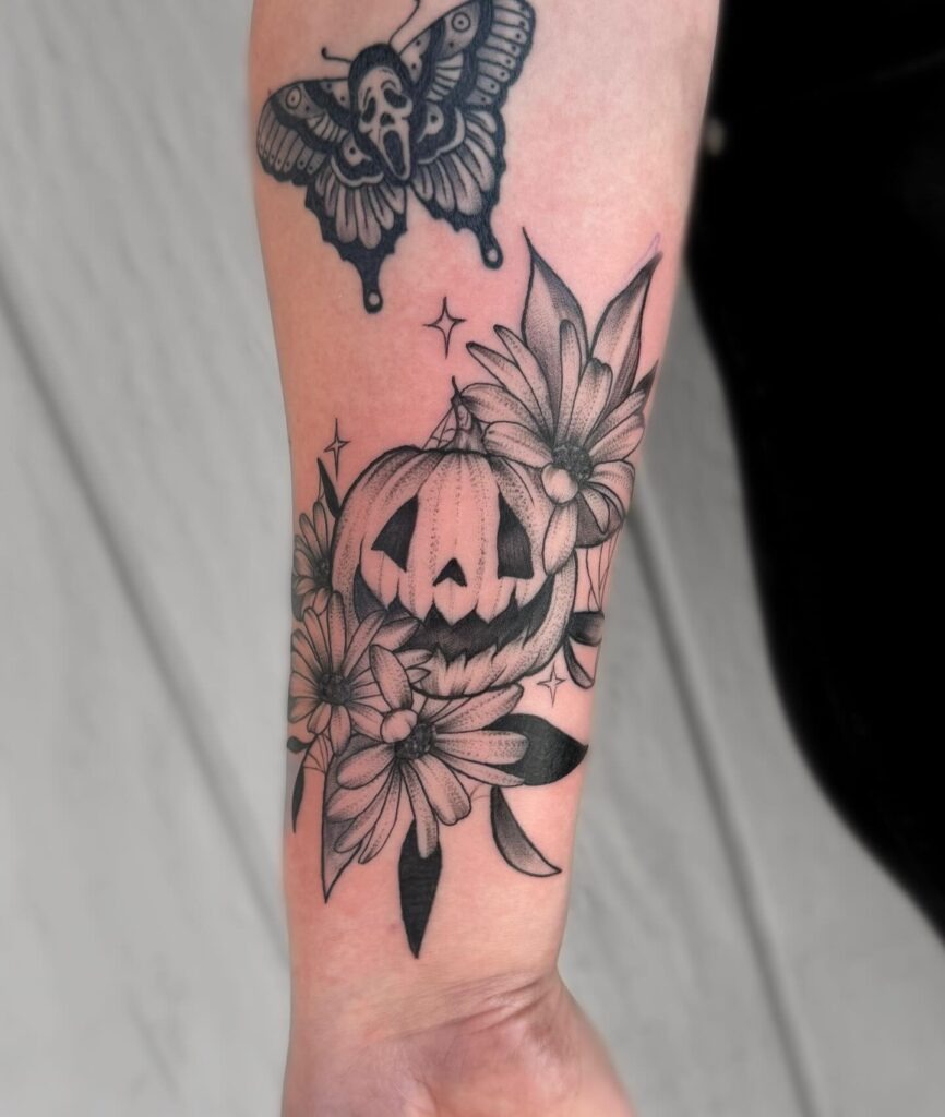 Floral Jack-O’-Lantern Tattoo Tattoo Design