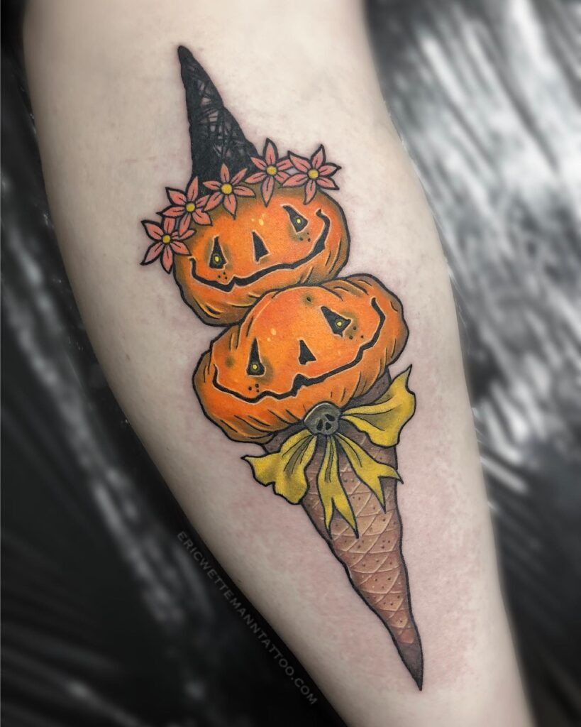 Pumpkin Ice Cream Cone Tattoo Tattoo Design
