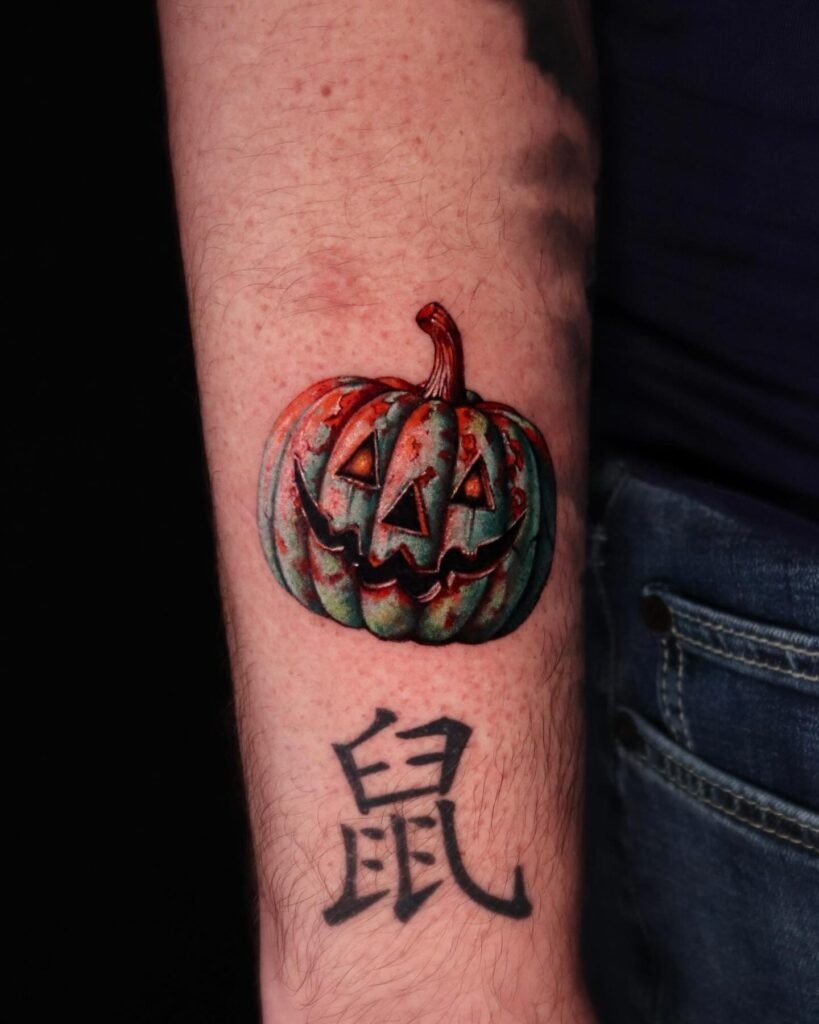 Realistic Rotten Pumpkin Tattoo Tattoo Design