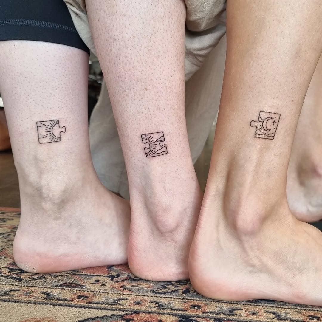 Creative puzzle tattoos for friendship bonding Tattoo Design