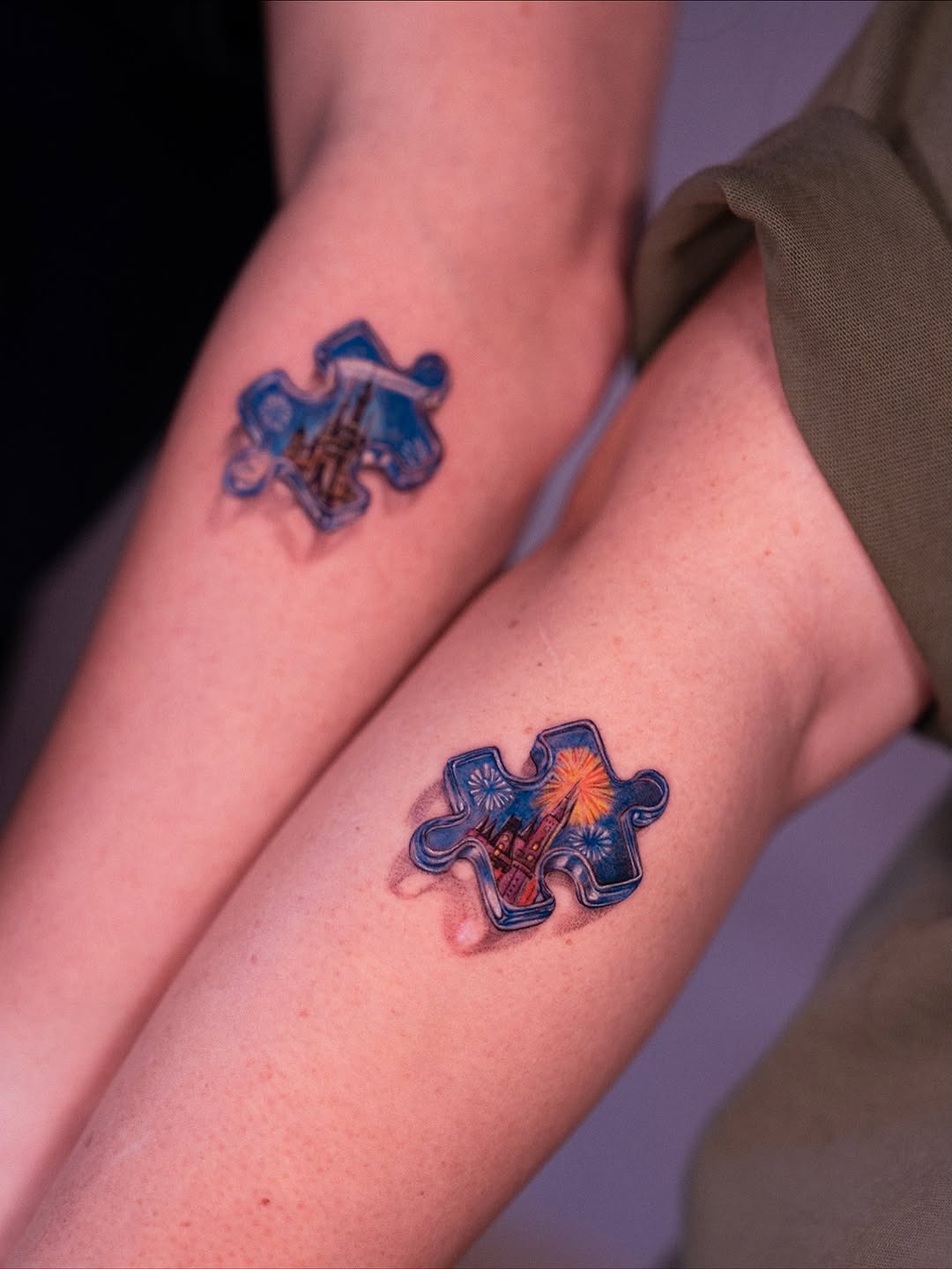 Intricately Designed Puzzle Piece Tattoos on Arms Tattoo Design