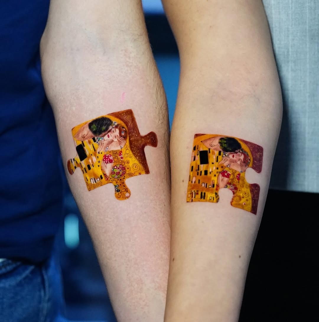 Matching puzzle piece tattoos for couples Tattoo Design