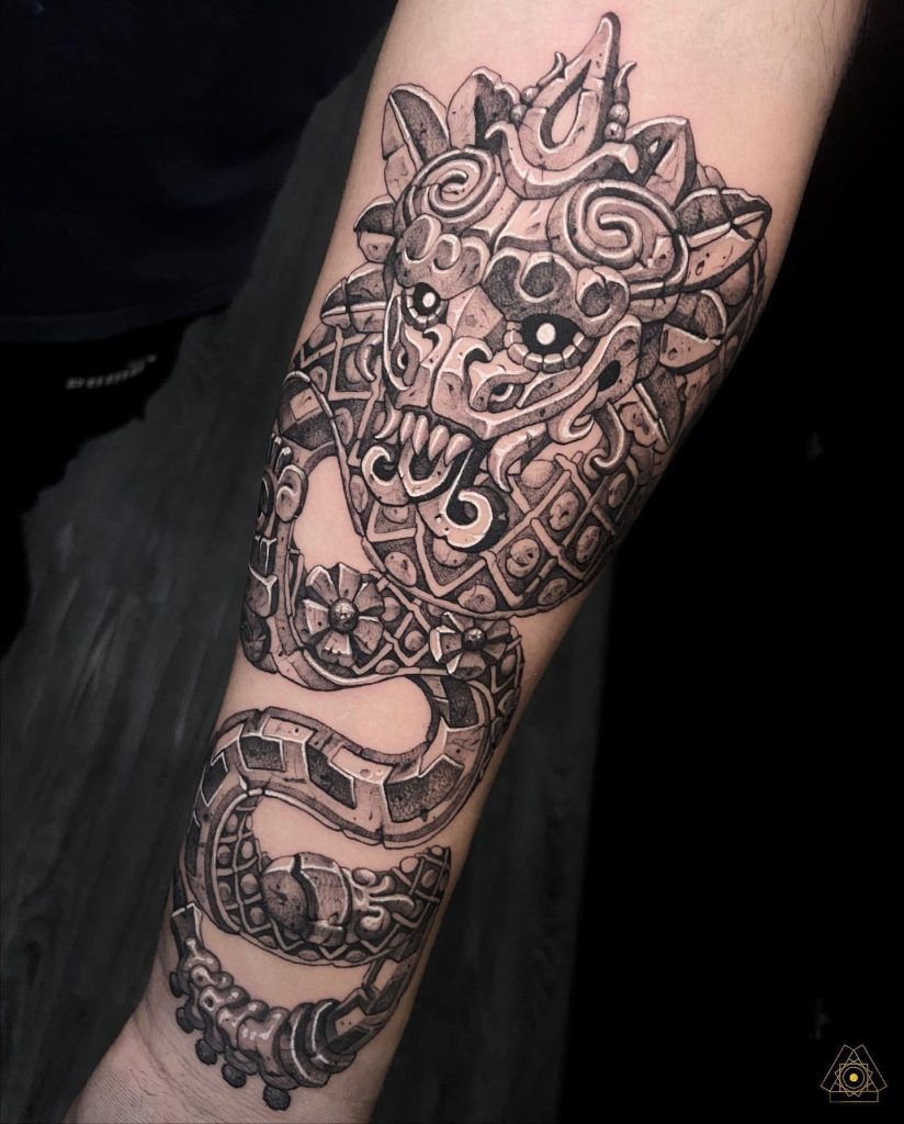 Detailed Mythological Representation Tattoo Design