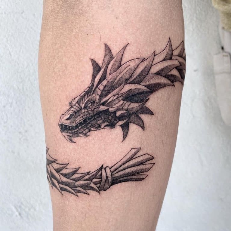 Feathered Serpent Head Profile Tattoo Design