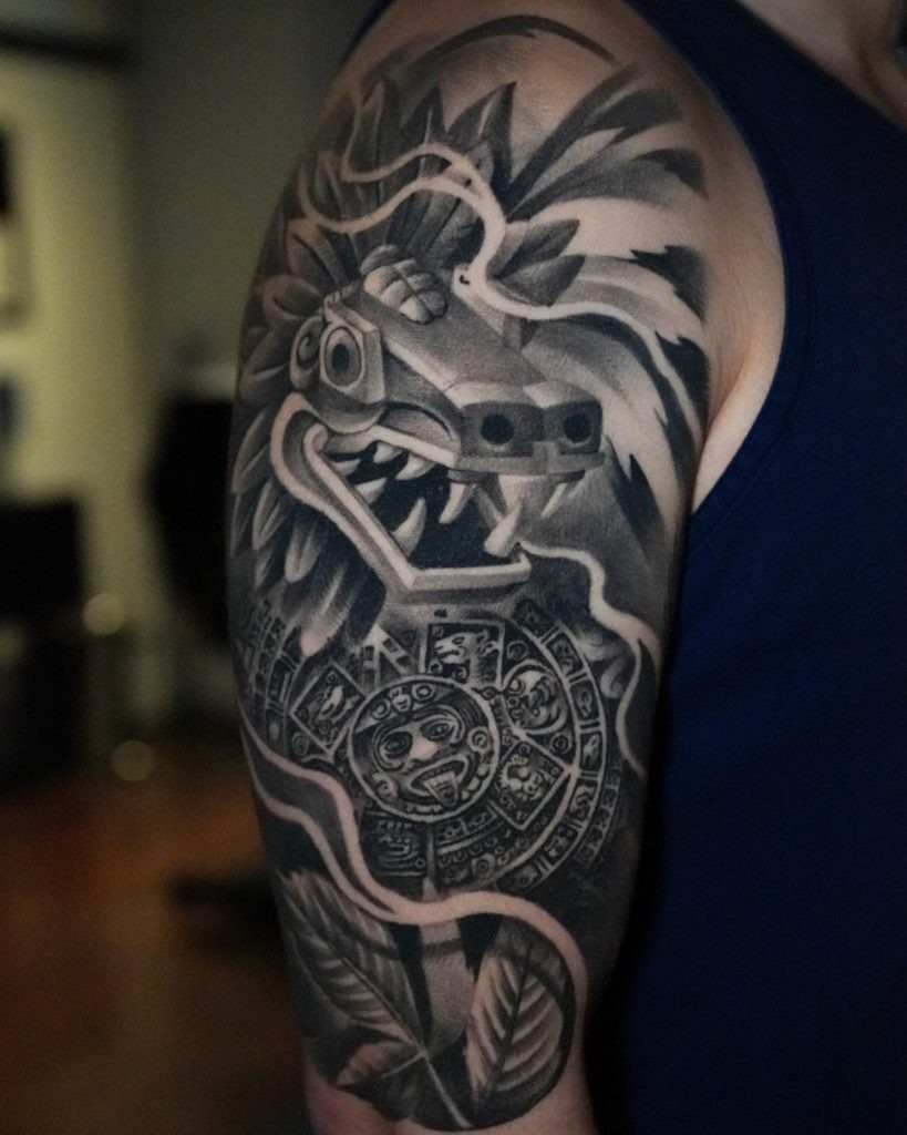 Full-Body Feathered Serpent in Motion Tattoo Design