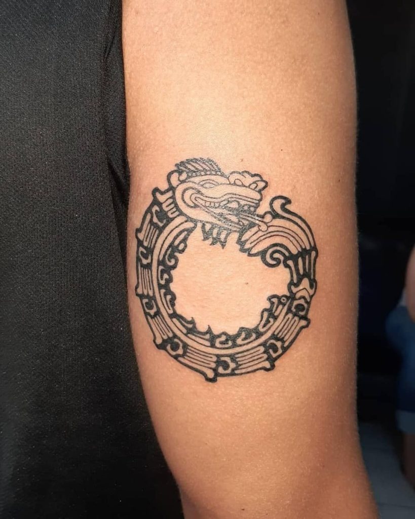 Simplistic Tail-Eating Serpent Design Tattoo Design
