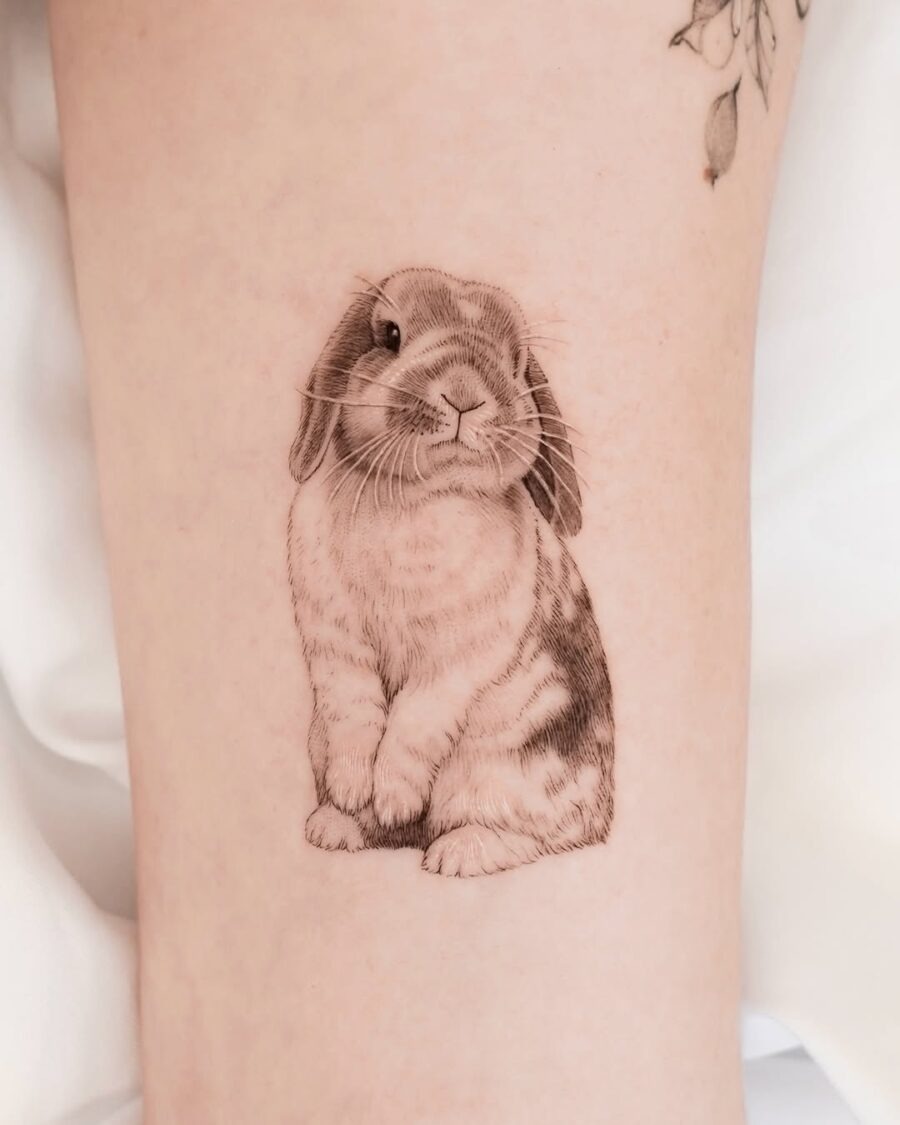 Charming Realistic Rabbit Tattoo Design Tattoo Design