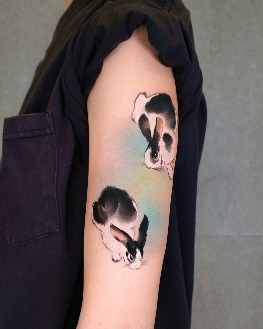 Elegant black and white rabbit tattoos for all Tattoo Design