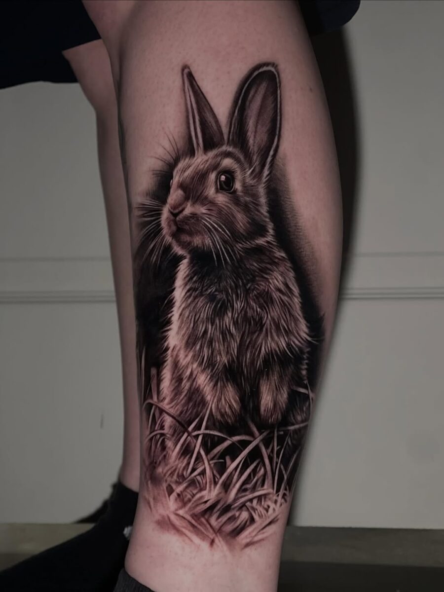 Realistic rabbit tattoo with intricate details Tattoo Design