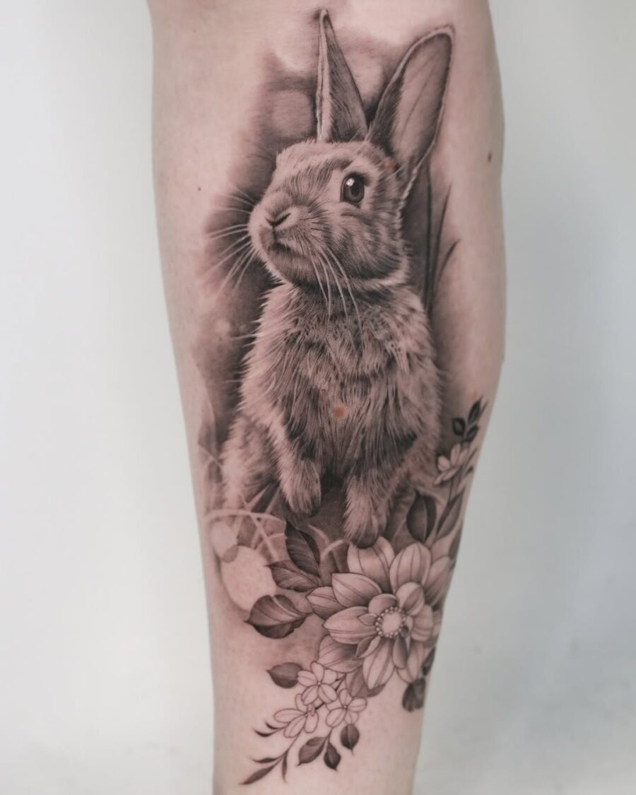 Stunning rabbit tattoo blends nature and artistry Tattoo Design