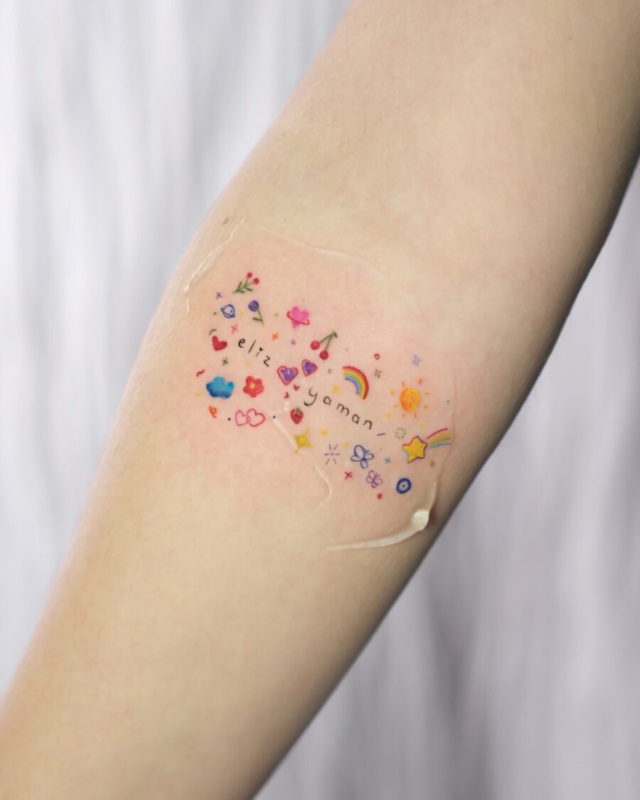 A cheerful tribute to rainbow babies Tattoo Design