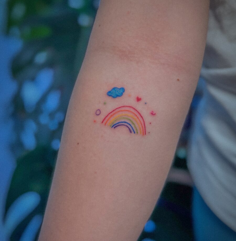 A vibrant infinity symbol tattoo with rainbow colors Tattoo Design