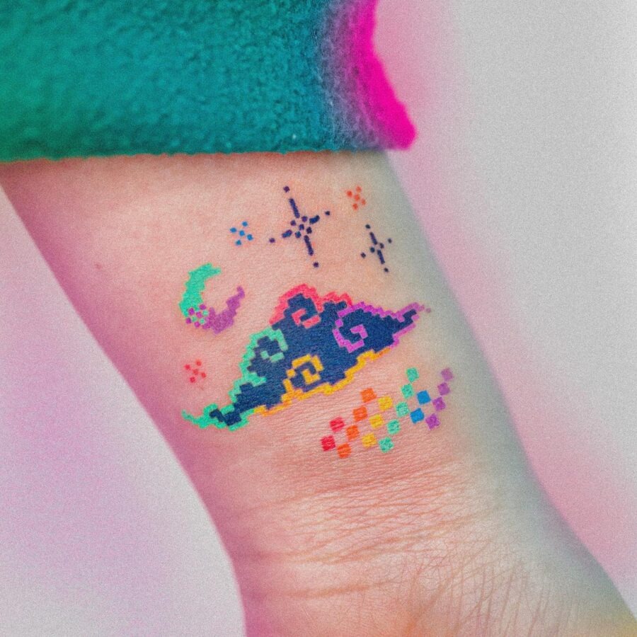 Colorful clouds and stars tattoo design inspiration Tattoo Design